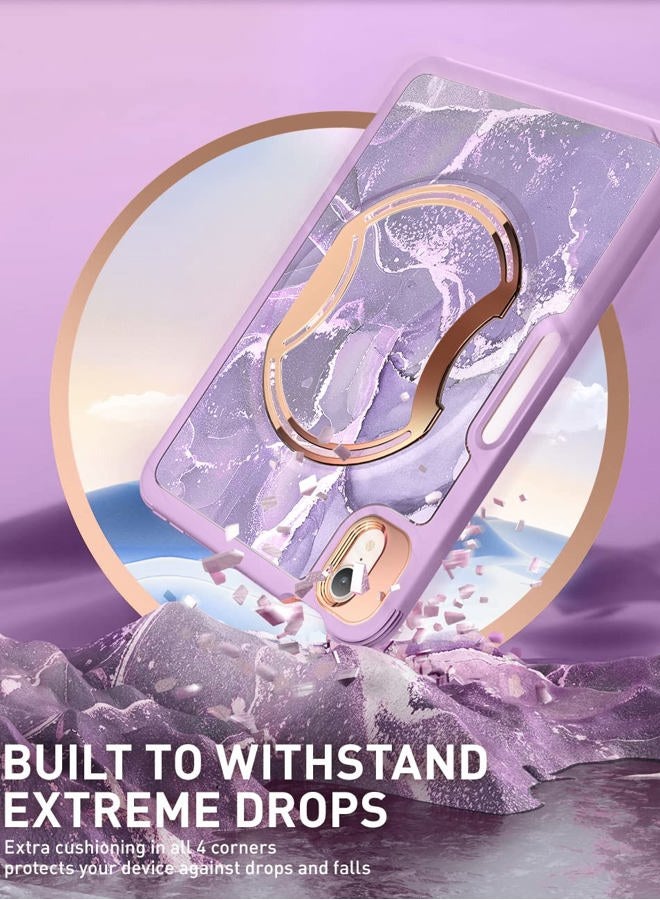 Clayco Nebula Case for iPad Mini 6 (2021) with Kickstand Pencil Charger [Supports 2nd], Full Body Heavy Duty Protective Case with Built-in Screen Protector for iPad Mini 8.3" 6th Generation (Purple) - Image 3