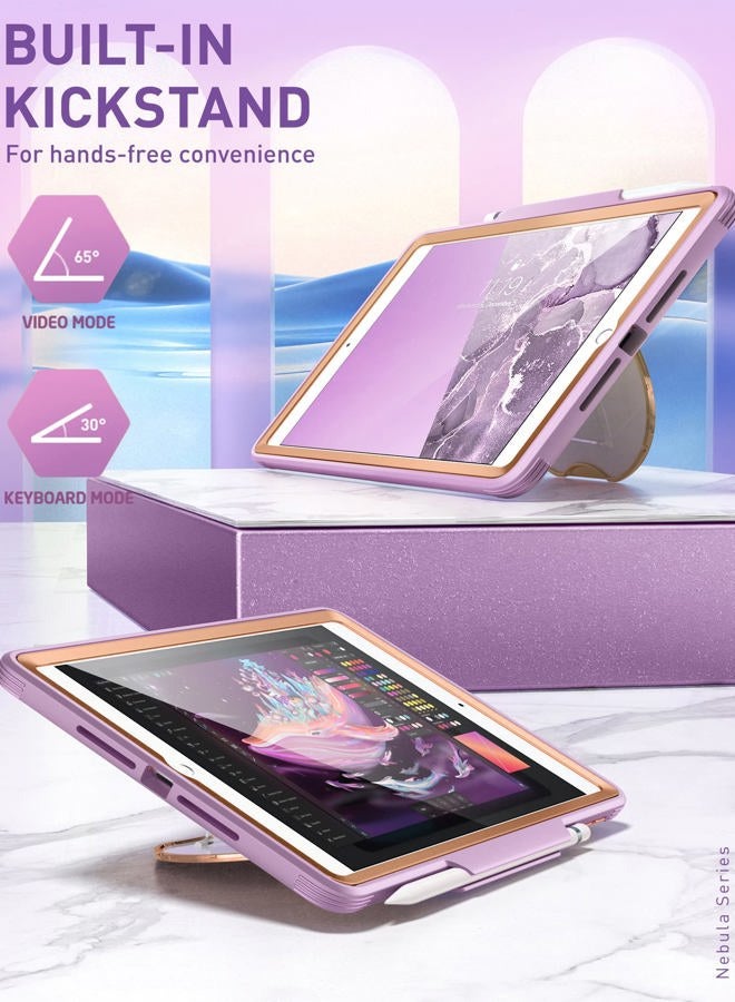 Clayco Nebula Case for iPad Mini 6 (2021) with Kickstand Pencil Charger [Supports 2nd], Full Body Heavy Duty Protective Case with Built-in Screen Protector for iPad Mini 8.3" 6th Generation (Purple) - Image 2