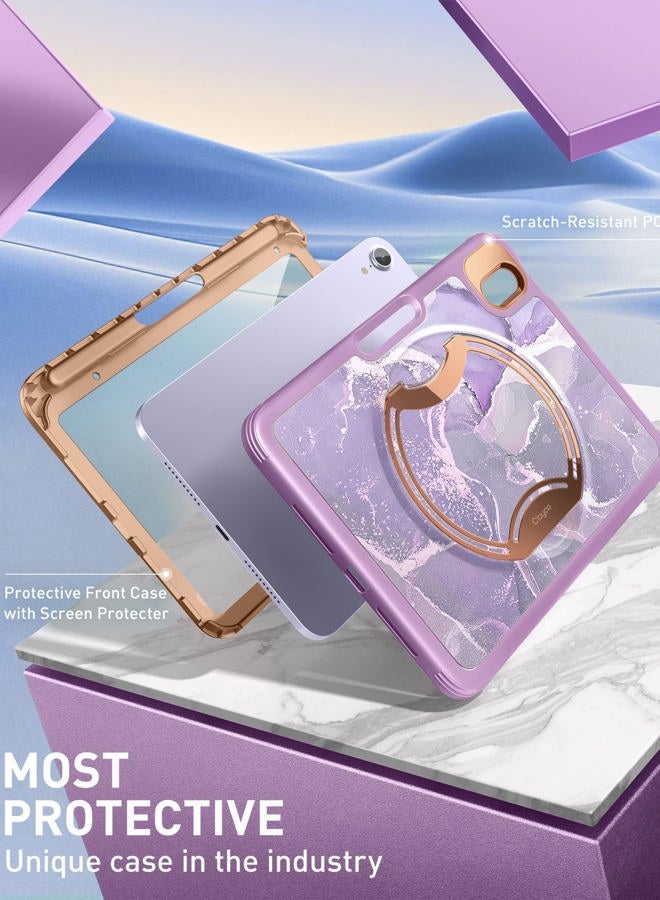 Clayco Nebula Case for iPad Mini 6 (2021) with Kickstand Pencil Charger [Supports 2nd], Full Body Heavy Duty Protective Case with Built-in Screen Protector for iPad Mini 8.3" 6th Generation (Purple) - Image 4