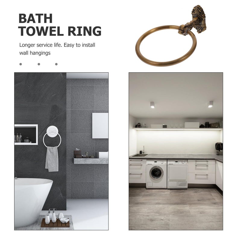 Vintage Round Wall Mounted Aluminum Towel Ring For Bathroom Farmhouse Decor - Image 4