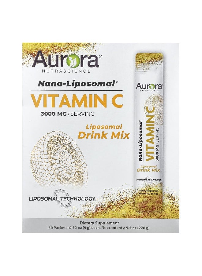 Aurora Nutrascience - Aurora Nutrascience, Nano-Liposomal® Vitamin C, 3,000 mg, 30 Packets, 0.32 oz (9 g) Each - Image 1