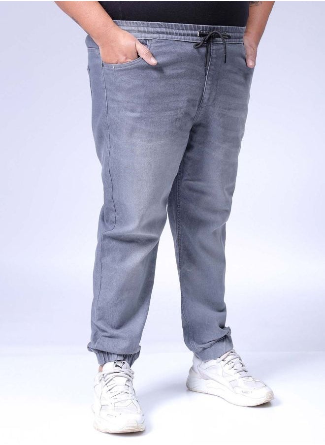 HARDSODA Men Plus Size Slim Fit Solid Mid-Rise Stretchable Denim Joggers  - Image 4