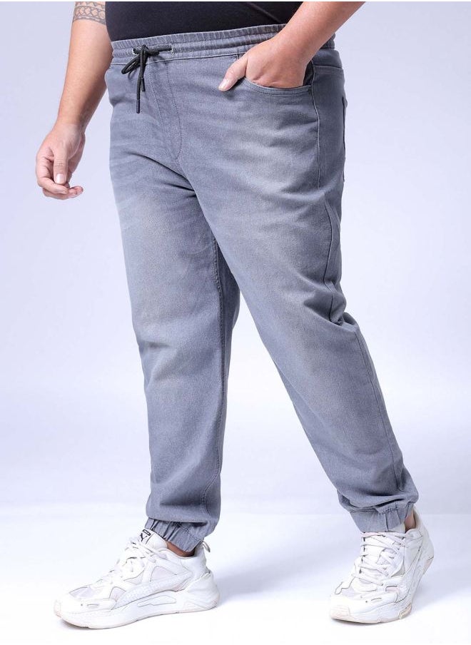 HARDSODA Men Plus Size Slim Fit Solid Mid-Rise Stretchable Denim Joggers  - Image 3