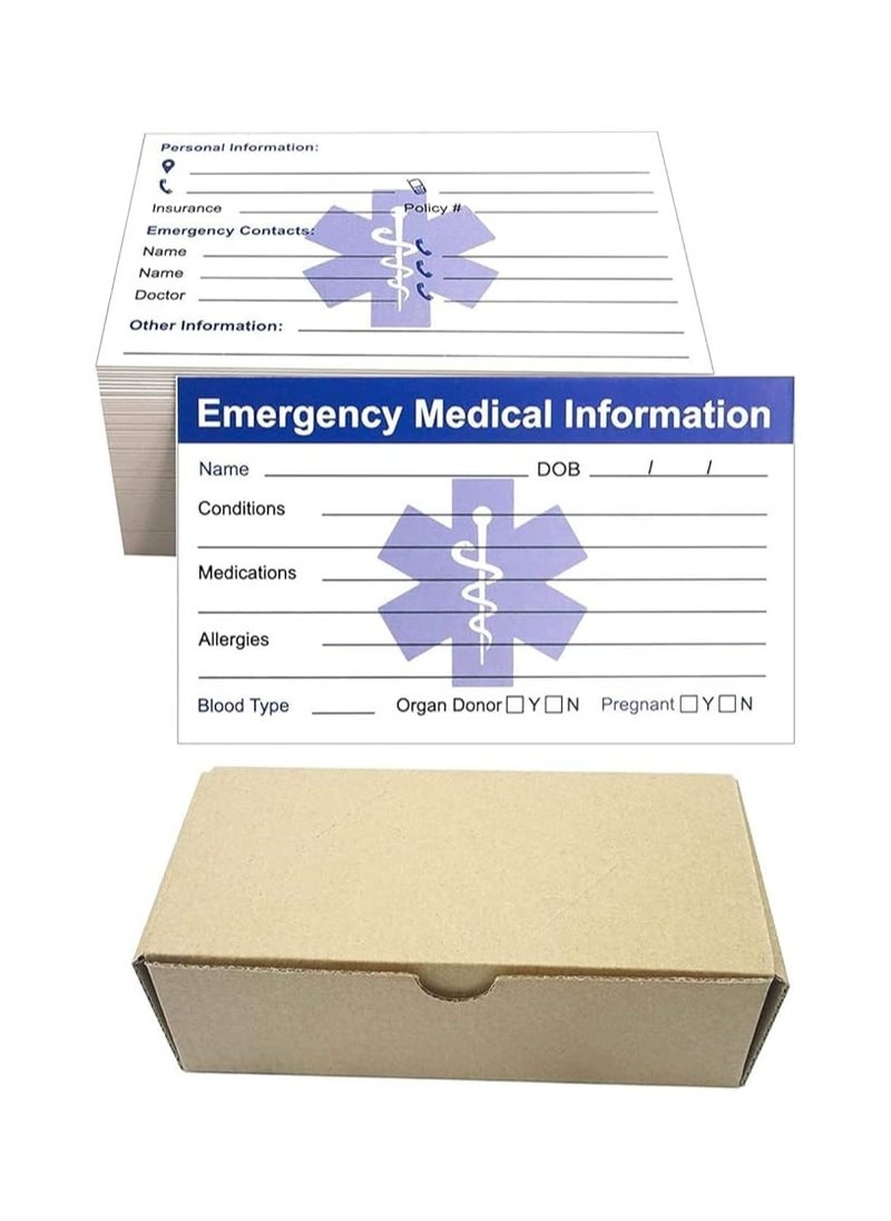 PRINTSHOP4ME Emergency Medical Information Card 350 GSM-Easily Accessible Medical Info For Emergencies-Double-Sided Design,Clear Sections For Medications,Allergies And Personal Info  - Image 1