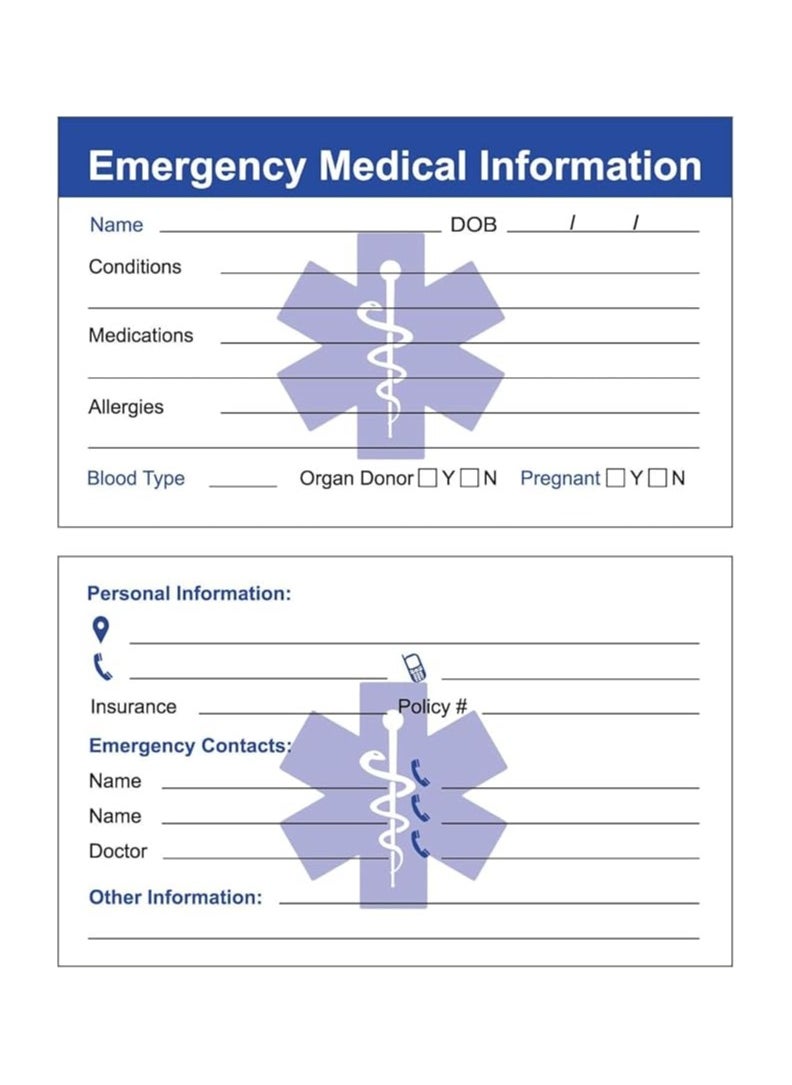 PRINTSHOP4ME Emergency Medical Information Card 350 GSM-Easily Accessible Medical Info For Emergencies-Double-Sided Design,Clear Sections For Medications,Allergies And Personal Info  - Image 2