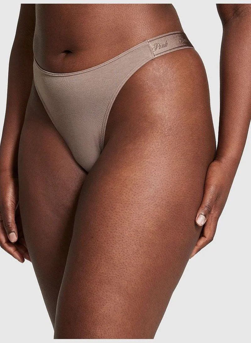 PINK Logo Cotton Scoop Thong Panty