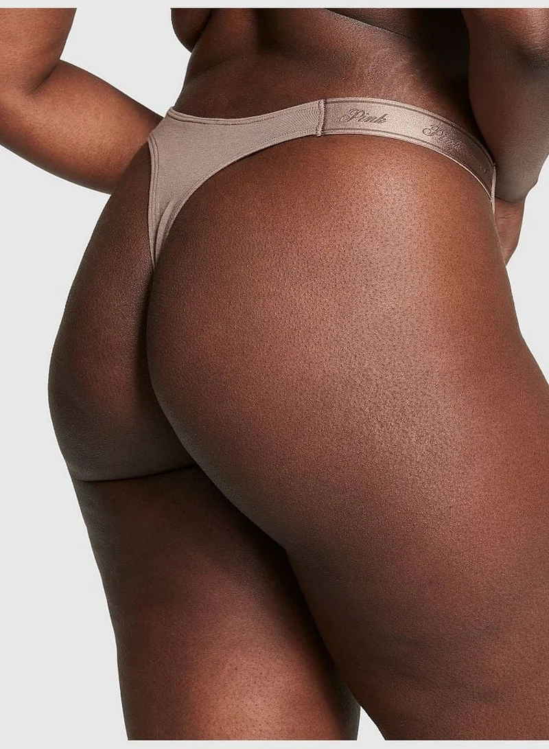 PINK Logo Cotton Scoop Thong Panty