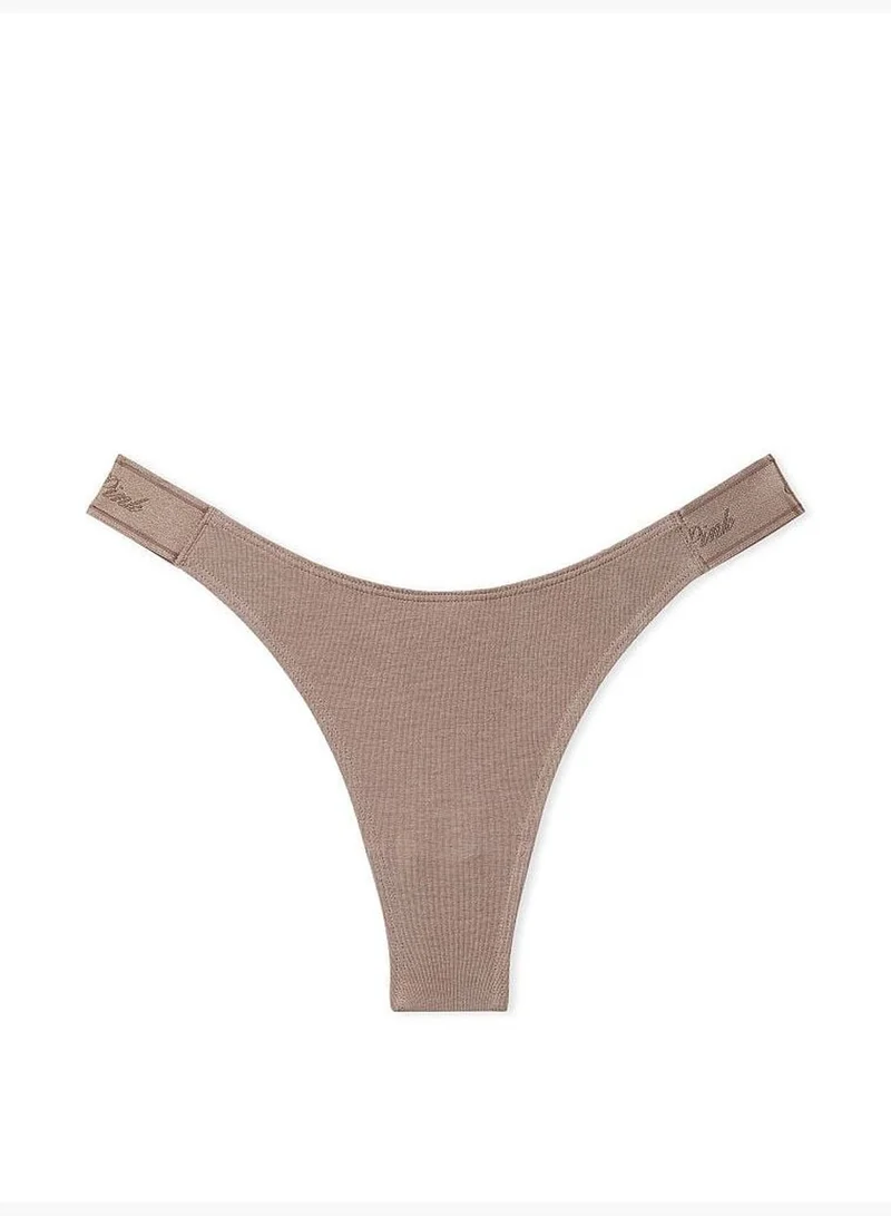 PINK Logo Cotton Scoop Thong Panty