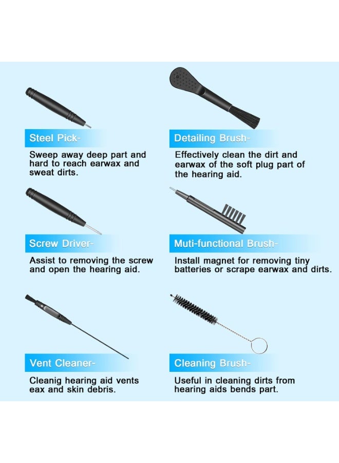 8 PCS Hearing Aid Cleaning Kit With Tools Brushes Wire Amplifier Cleaner Accessories and Case - Image 4
