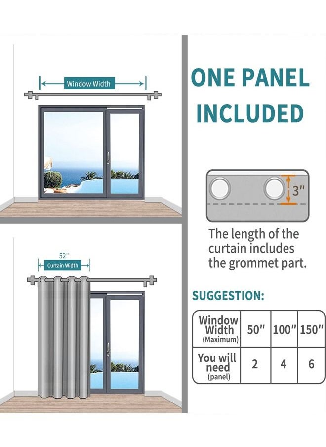 Arabest - Room Divider Curtain Grommet Thermal Insulated Blackout Curtains for Bedroom Living Room Grey 140x243cm - Image 1