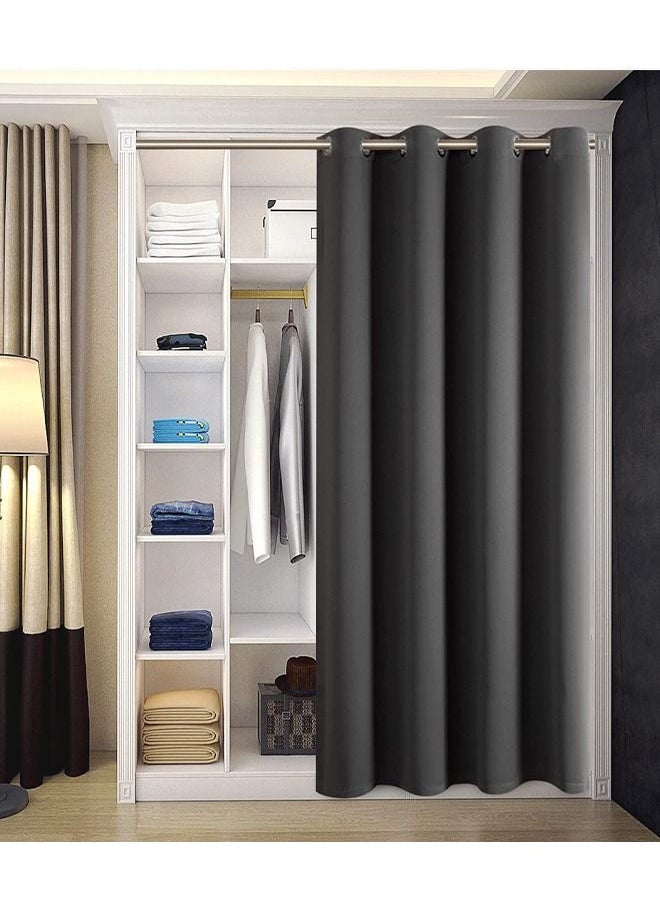 Arabest - Room Divider Curtain Grommet Thermal Insulated Blackout Curtains for Bedroom Living Room Grey 140x243cm - Image 1