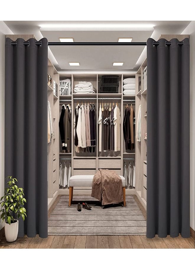Arabest - Room Divider Curtain Grommet Thermal Insulated Blackout Curtains for Bedroom Living Room Grey 140x243cm - Image 1