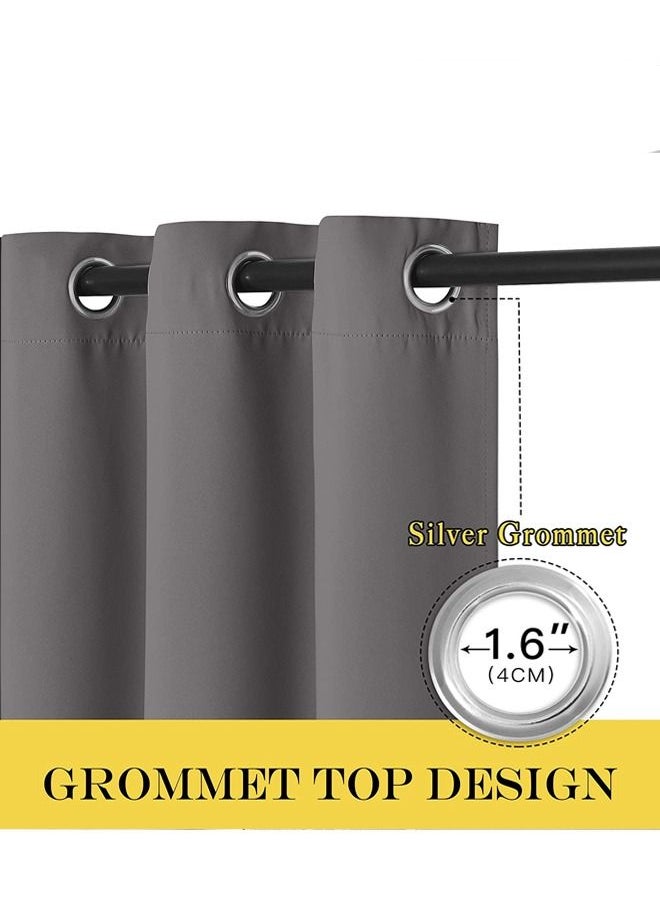 Arabest - Room Divider Curtain Grommet Thermal Insulated Blackout Curtains for Bedroom Living Room Grey 140x243cm - Image 1