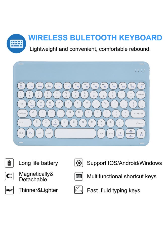 For Ipad Air6 Bluetooth Keyboard Protective Case Pro11 Split Round Cap Bluetooth Keyboard Case 10.2 With Pen Slot-Color:Purple + Round Keycap Purple + Dual-mode Charging Mouse-Applicable Models:Ipad 10th Generation 10.9"