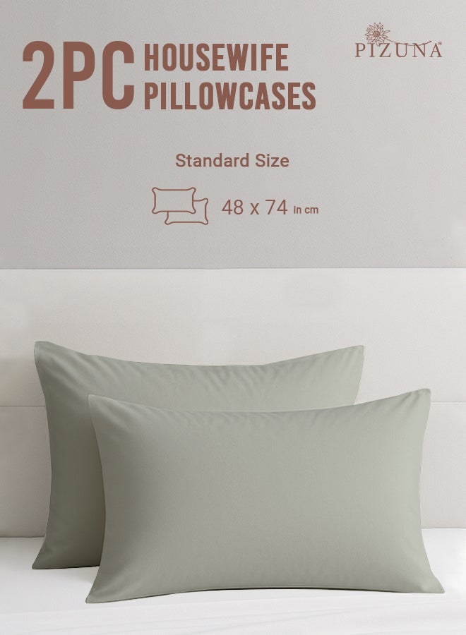 PIZUNA Pure 100% Cotton Pillow Case 48 x 74 cm Silver, 400 Thread Count Soft Luxurious Long Staple Cotton Sateen Weave Pillow Cover (Cooling Pillowcase Silver- 2 PC) - Image 3