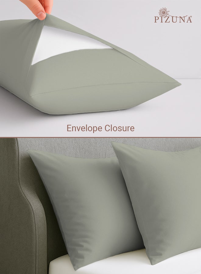 PIZUNA Pure 100% Cotton Pillow Case 48 x 74 cm Silver, 400 Thread Count Soft Luxurious Long Staple Cotton Sateen Weave Pillow Cover (Cooling Pillowcase Silver- 2 PC) - Image 4