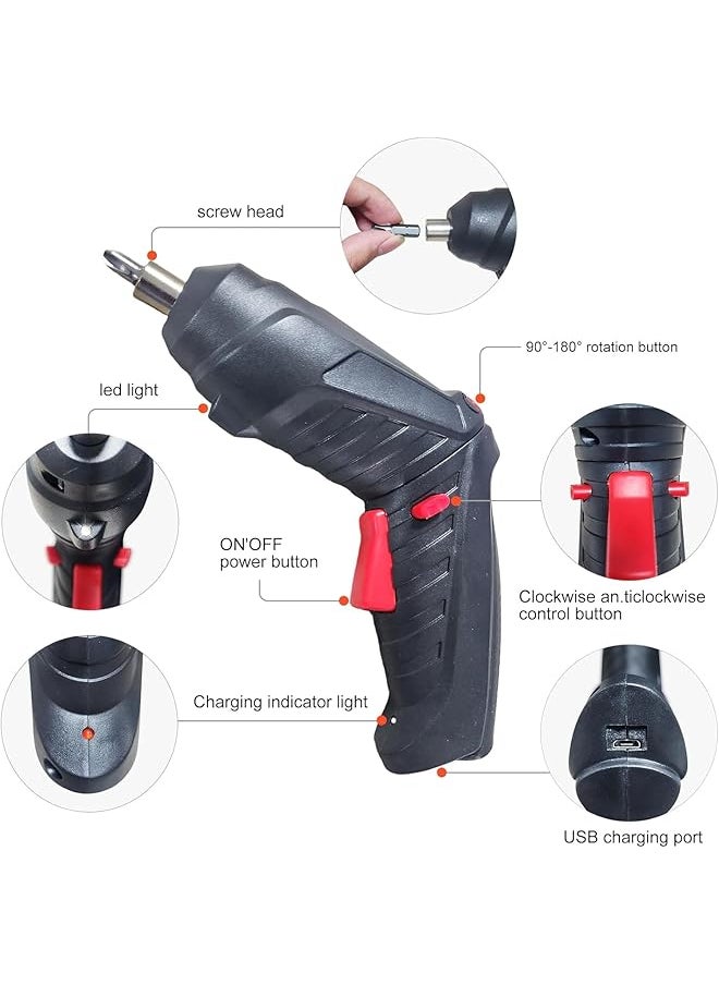 erorex - 47 In 1 Electric Screwdriver Cordless Drill Screwdriver Bits Set Rechargeable 3.6V Li Ion 3.5N·M Max Torque Electric Rotatable Drill Screwdriver For Home Improvement Diy Project - Image 1