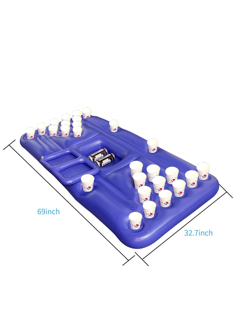 Adventure Lab Original Pool Party Barge Floating Beer Pong Table with Cooler and Cup Holders Blue