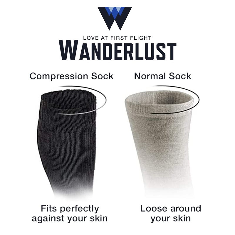 Wanderlust جوارب ضغط السفر الهوائي وندرلاست، L-XL: للرجال 8.5-12 / للنساء 9.5-12 - Image 3