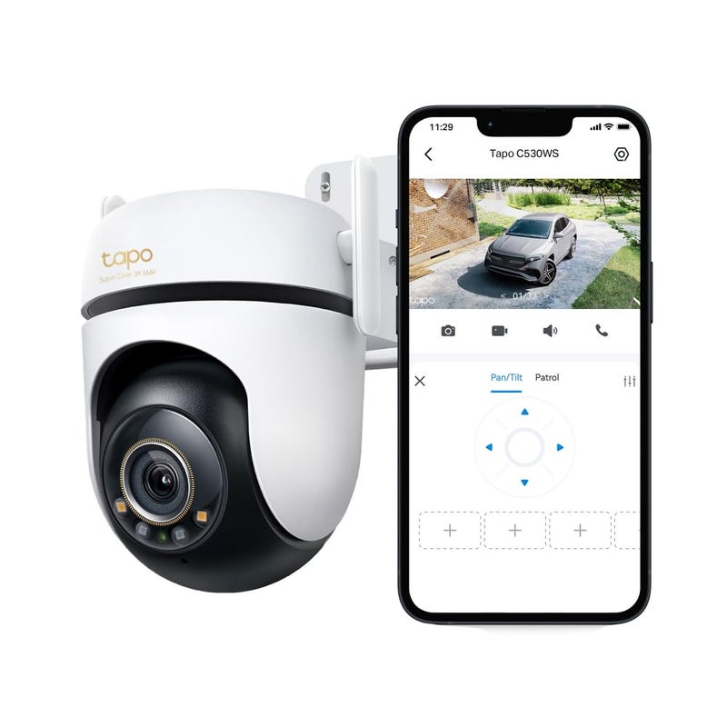 Tapo 3K 5MP Outdoor Pan/Tilt Security Wi-Fi Camera â€“ 360Â° View, Free Person/Vehicle Detection, Starlight Color Night Vision, IP66, Sound and Light Alarm, Works w/Alexa and Google Home, VistaCam 360Â° - Image 1