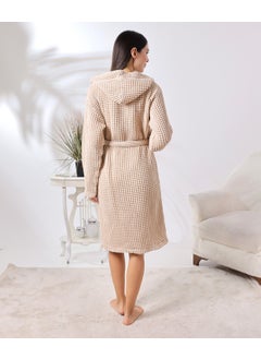 Destiny Hometex Unisex Hooded Organic Cotton Waffle Bathrobe  - Image 3