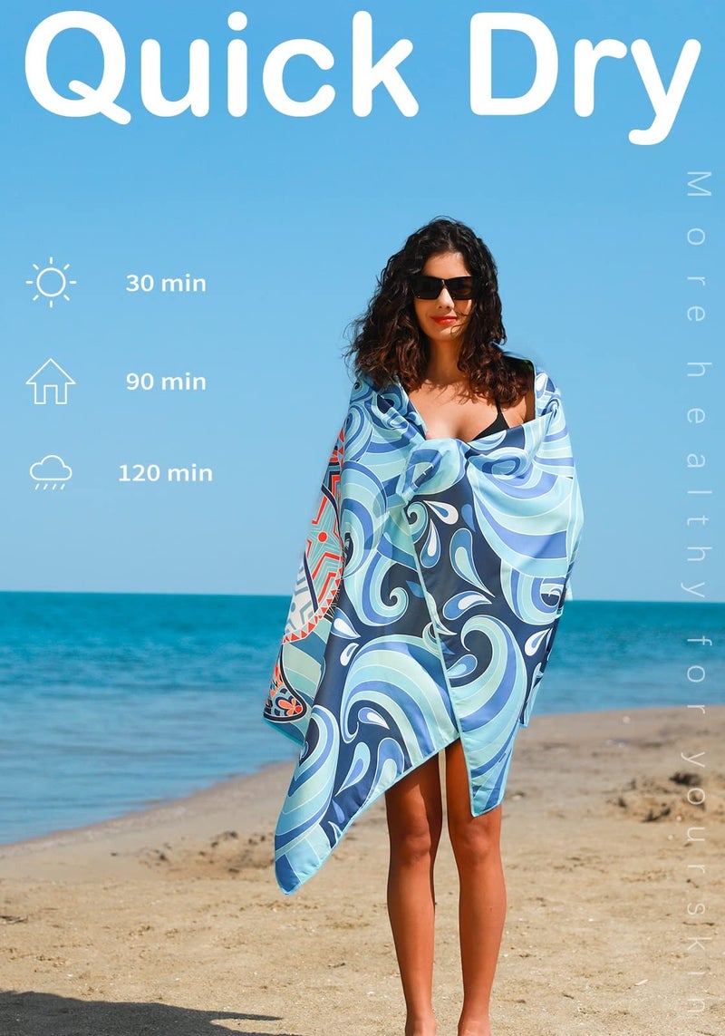 Widdonen Microfiber Lightweight Thin Beach Towel Sand Free Quick Dry Absorbent Compact Towels for Swimming Pool Camping Beach Accessories Large Easy Pack Travel Things for Vacation Essentials Gift Adult - Image 5