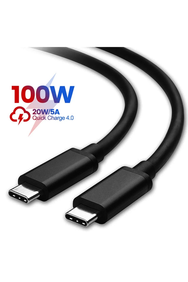 0.3m Black 100W PD Fast Charging Cable USB C to USB C 5A Super Quick Charge Cord for i...