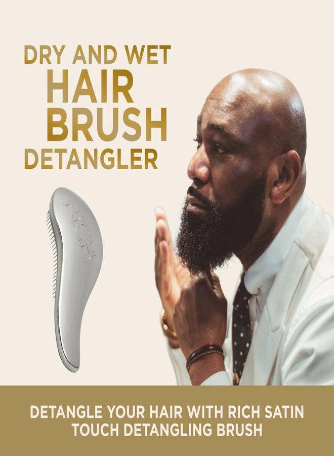 RICH Hair Care Silver Glamour Satin Touch Detangling Brush- Dry and Wet Hair Brush Detangler for All Hair Types - Keeps Hair Smooth, Anti-static, Reduces Frizz for Men, Women & Kids - Image 2
