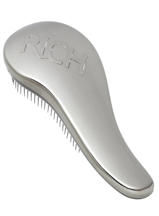 RICH Hair Care Silver Glamour Satin Touch Detangling Brush- Dry and Wet Hair Brush Detangler for All Hair Types - Keeps Hair Smooth, Anti-static, Reduces Frizz for Men, Women & Kids - Image 1