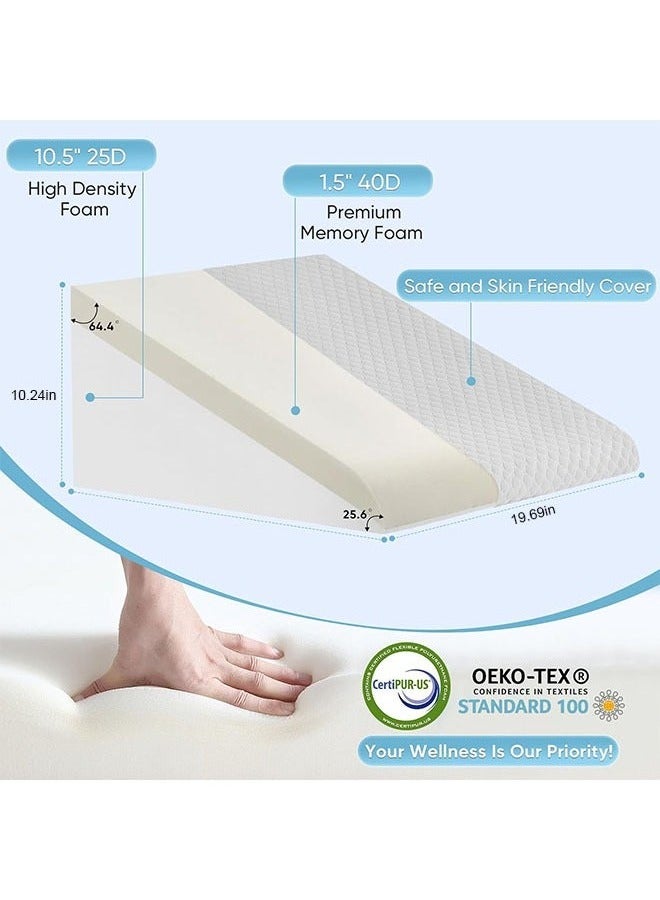Bukela 1 pcs Wedge Pillow for Sleeping Bed Wedge Pillow for After Surgery Triangle Pillow Wedge for Acid RefluxGerd Snoring Post Surgery Leg Back Pain Relief - Soft Memory Foam Top & Washable Cover - Image 2