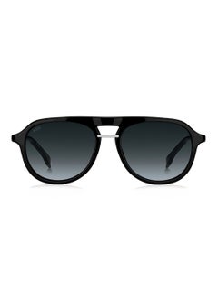 HUGO BOSS نظارة شمسية دائرية معدنية للرجال بحماية من الأشعة فوق البنفسجية Boss 1435/S رمادية 45 - مقاس العدسة: 45 مم - أسود  - Image 3