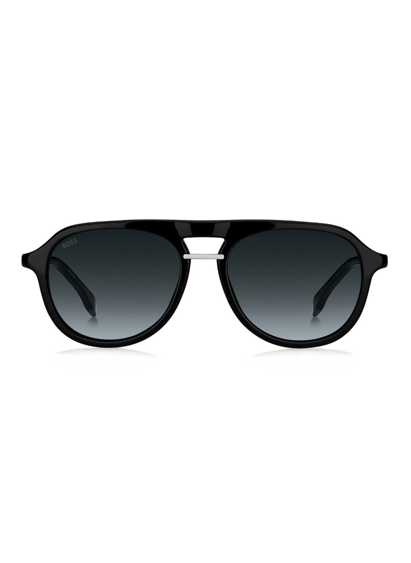 HUGO BOSS Men's Uv Protection Round Shape Metal Sunglasses Boss 1435/S Grey 45 - Lens Size: 45 Mm - Black  - Image 3