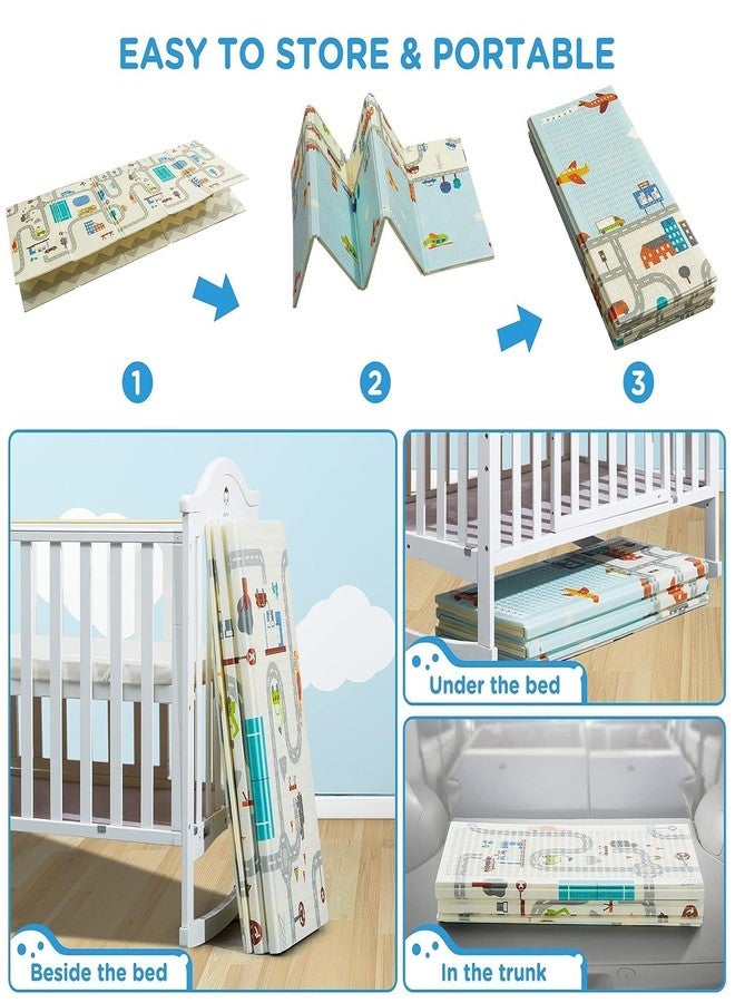 Spindoo Extra Large Baby Play Mat - Foldable, Waterproof, Non-Toxic Foam Crawling Mat - Anti-Slip, Soft, Reversible & Lightweight Playmat for Babies & Kids - Easy to Clean, BPA-Free (6.5 x 5 ft, 1 cm Thick) - Image 2