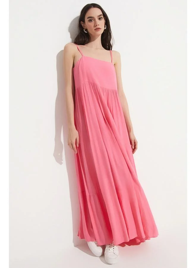 JUNE Pink Tiered Dress