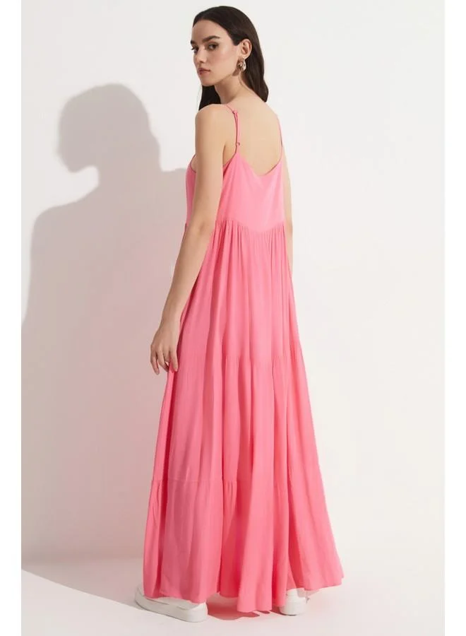 JUNE Pink Tiered Dress