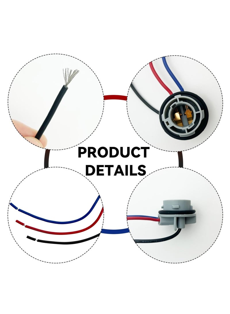 Zikra 4 PCS 1157 LED Bulbs Socket Holder Auto Car Plastic Waterproof Turn Signal Tail Stop Rear Brake Light Base Harness Plugs Connectors Pre-wired Wiring Sockets " - Image 3