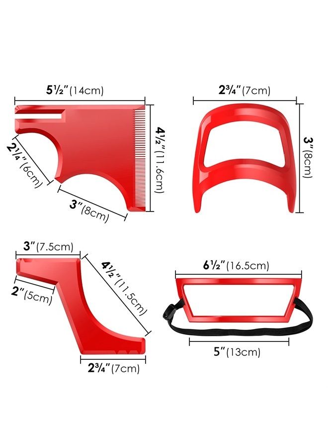 Linkidea 4 Pcs Beard Shaping Tool, Beard Shaping Haircut Tool Kit for Men Hairline Neckline & Beard Grooming Styling Beard Trimming Tools (Red) - Image 4