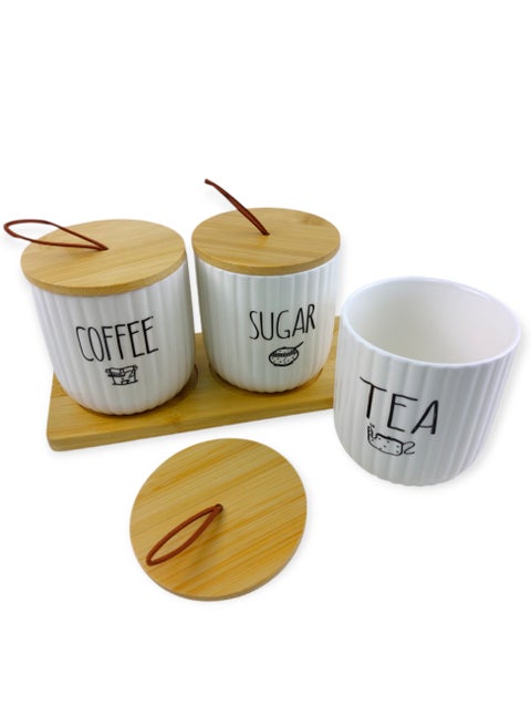 Tea And Sugar And Coffee Porcelain Jars