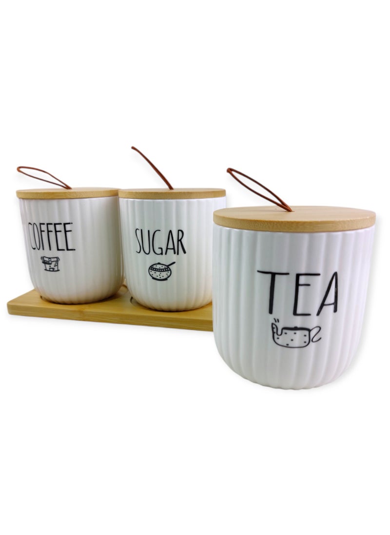 Tea And Sugar And Coffee Porcelain Jars