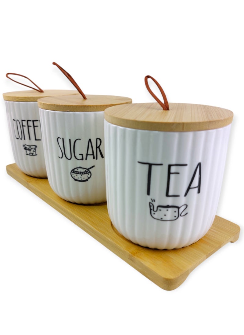 Tea And Sugar And Coffee Porcelain Jars
