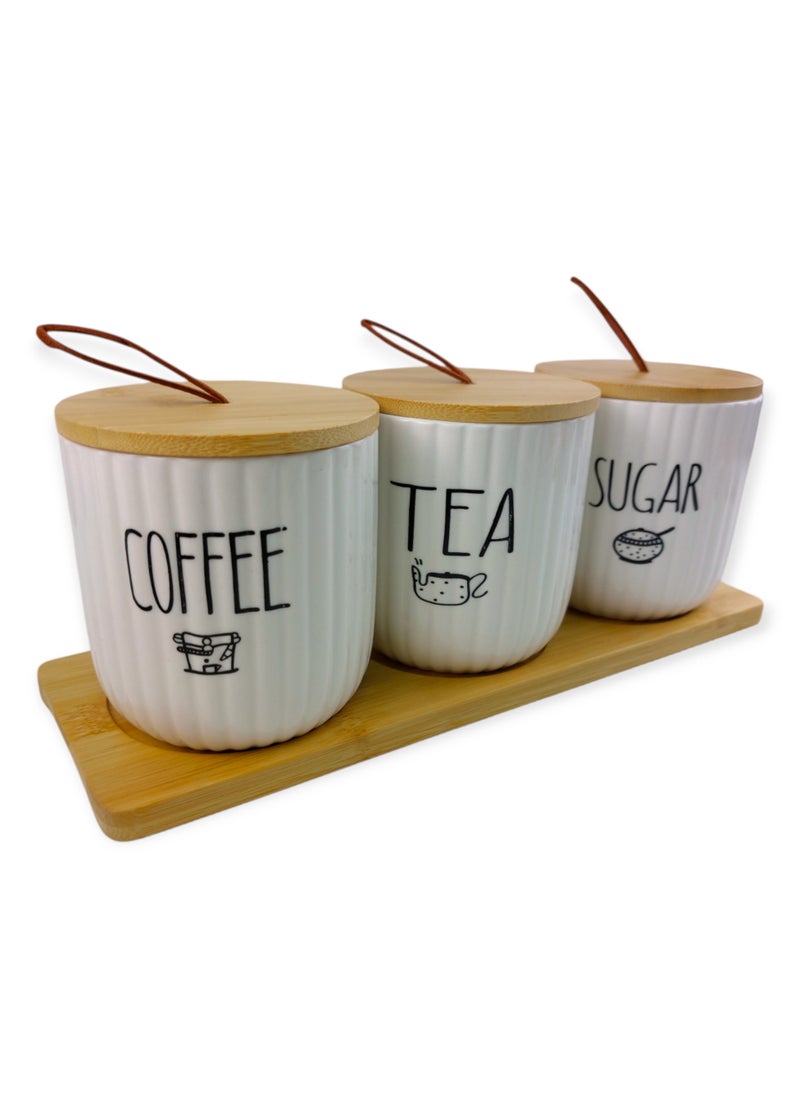 Tea And Sugar And Coffee Porcelain Jars