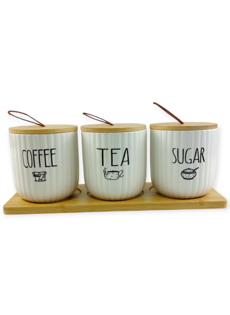 Tea And Sugar And Coffee Porcelain Jars