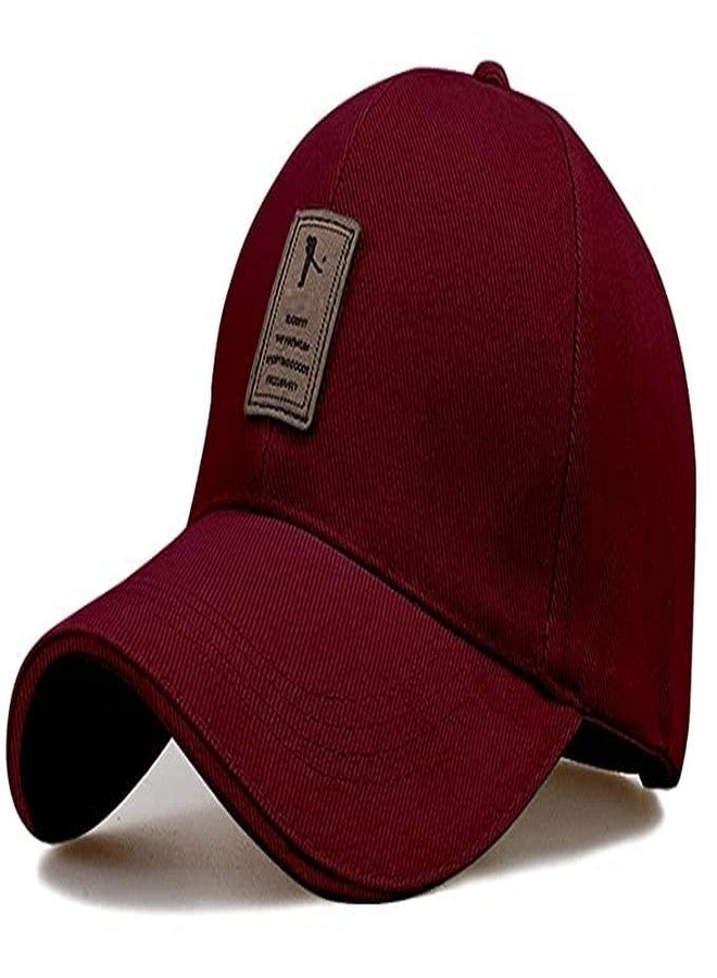 pass pass 🧢 Maroon Baseball Cap - Classic Plain Sports Hat with Buckle Closure | Adjustable Unisex Dad Hat for Men & Women - Image 2