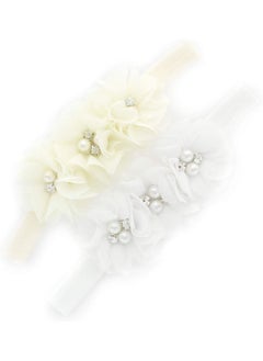 My Lello Flower Headbands Baby - Girls - Toddler Fabric Beaded Stretchy Elastic Pair  - Image 1