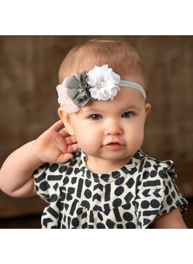 My Lello Flower Headbands Baby - Girls - Toddler Fabric Beaded Stretchy Elastic Pair  - Image 2