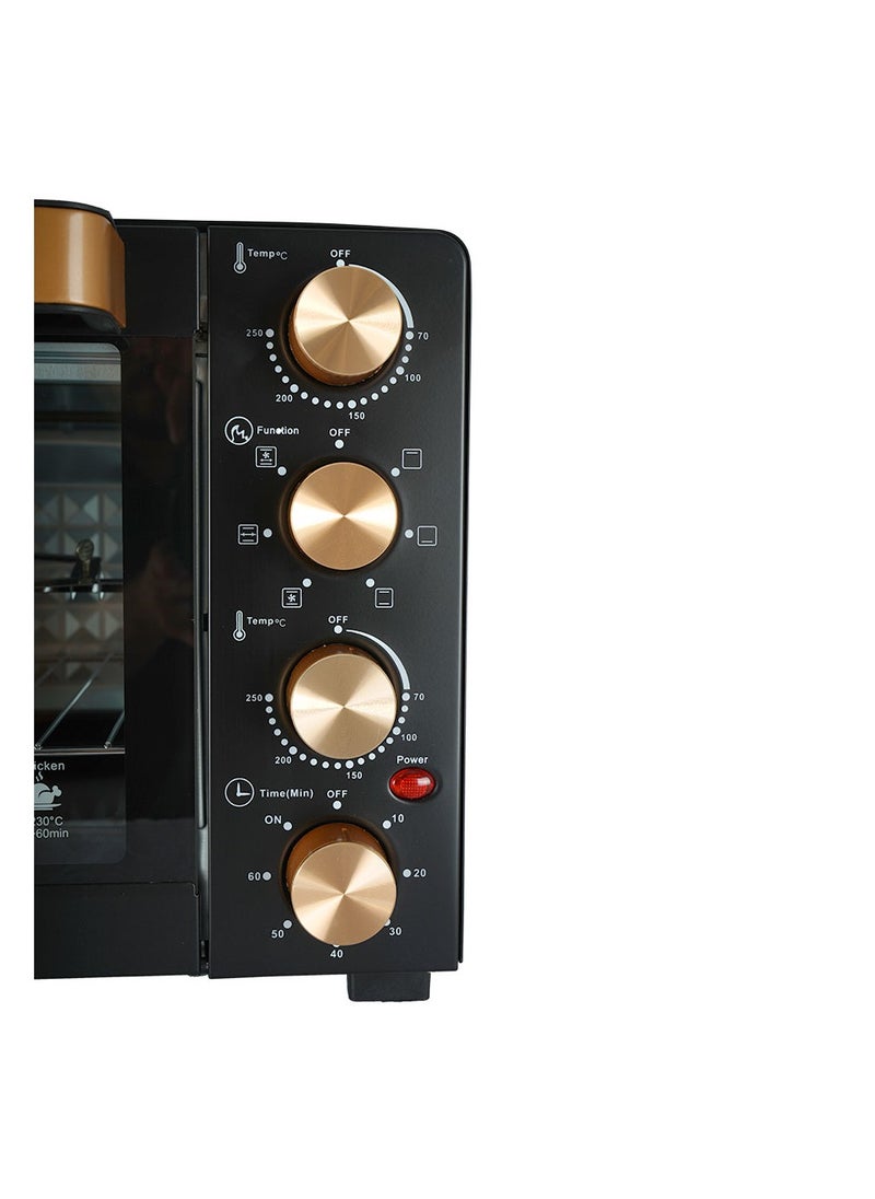 AFRA - AFRA Electric Oven Toaster, 30L, 1500w Convection Rotisserie & Oven Lamp, 4 Knobs Tray, Rack, Handle, 7-Functions control, Adjustable Thermostat 70 to 250C, AF-3015OTBK, 2-Year Warranty - Image 1