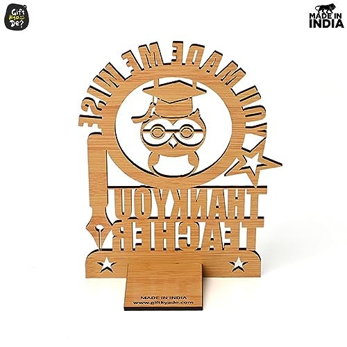 Gift Kya De Wooden Decorative Table Top for Teacher's Day - Unique Thankyou Gift (Bamboo Texture Big Size Eco-Friendly) - Image 5