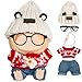 CHICHO 5 Pieces Doll Clothes for Labubu Kawaii Chic Style Set for 17cm Dolls Cute Doll Outfit with Accessories Grey Bear Ears Hat Red Sweater Blue Jeans Glasses Small Guitar Clothes Only - Image 3