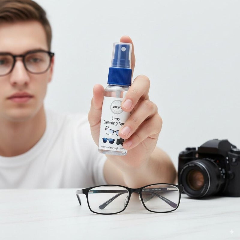 Scentora Lens Cleaning Solution Kit 60ml with Microfiber Cloth- Pack of 1 | Perfect Lens Cleaner for Spectacles, Eyeglasses, Sunglasses, Camera Lenses and Binoculars (1) - Image 2