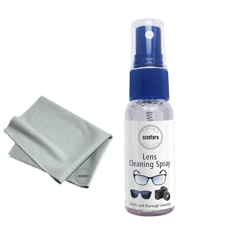 Scentora Lens Cleaning Solution Kit 60ml with Microfiber Cloth- Pack of 1 | Perfect Lens Cleaner for Spectacles, Eyeglasses, Sunglasses, Camera Lenses and Binoculars (1) - Image 1